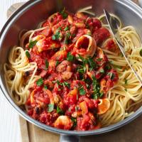 Spaghetti with smoky tomato & seafood sauce image