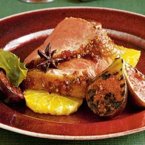 Lacquered duck with grilled figs_image
