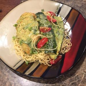 Lime Chicken with Cilantro Cream Sauce and Roasted Zucchini image