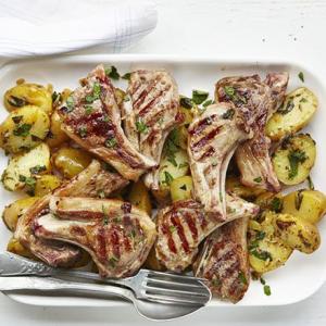 Griddled lamb with spiced new potatoes image