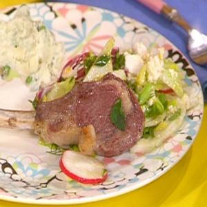 Lamb Chops and Early Spring Salad and Mashed Garlic-Mint Peas-n-Potatoes_image