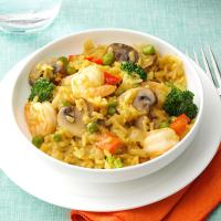 Shrimp & Broccoli Brown Rice Paella image