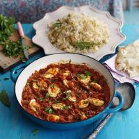 South Indian egg curry with rice & lentil pilau image