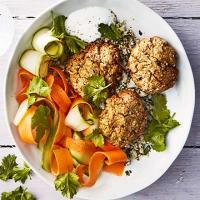 Baked falafel & cauliflower tabbouleh with pickled carrot, cucumber & chilli salad_image