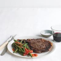 Rib Eye Steaks with Sauteed Green Beans and Tomatoes image