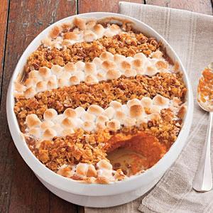 Cornflake, Pecan, and Marshmallow-Topped Sweet Potato Casserole_image