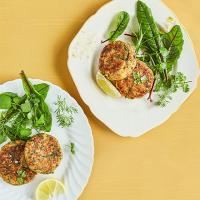 Herbed Jersey Royal crab cakes image