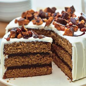 Chocolate-Peanut Butter Cake with Cream Cheese and Butterfinger Frosting Recipe | Epicurious.com_image