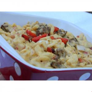 Macaroni and Cheese with Sausage, Peppers and Onions_image