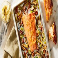 Sheet Pan Salmon with Wild Mushrooms and Leeks Recipe_image