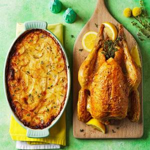 Roast chicken with parmesan & thyme dauphinoise potatoes image