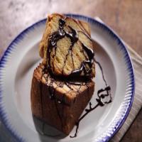 Grilled Banana Pound Cake with Chocolate Sauce image