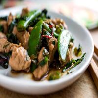 Stir-Fried Turkey Breast With Snap or Snow Peas and Chard image