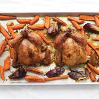 Maple-Glazed Cornish Game Hens with Carrots image