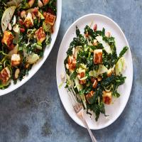 Kale and Brussels Sprouts Salad With Pear and Halloumi_image