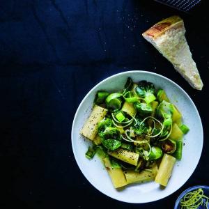 Rigatoni With Brussels Sprouts, Parmesan, Lemon, and Leek_image