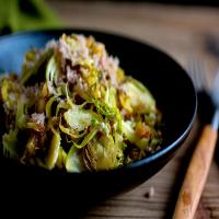 Sautéed Brussels Sprouts and Apple With Prosciutto image