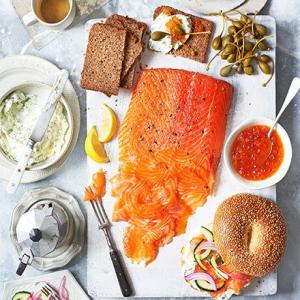 Cured salmon build-your-own bagel board_image