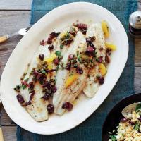 Sea Bass With Citrus-Olive-Caper Sauce_image
