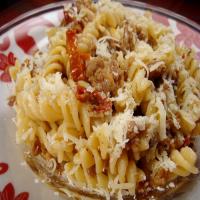 Fusilli With Sausage Sun Dried Tomatoes and Vermouth Cream Sauce image