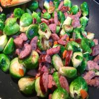 Savory Brussels Sprouts With Smoked Sausage image