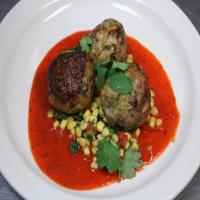 Turkey and Corn Meatballs with Roasted Pepper Sauce_image