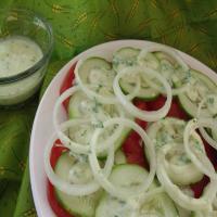 Tomato Cucumber Salad With Lemon Yogurt Dressing image