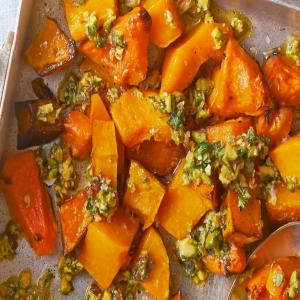 Roasted squash with crushed pistachios image