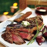 Grilled Rib-Eye Steaks with Parsley-Garlic Butter image