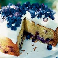 Blueberry soured cream cake with cheesecake frosting image