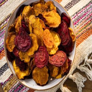 Baked Beet and Sweet Potato Chips image