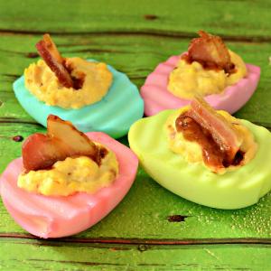 Family Ties Chipotle Deviled Eggs and Bacon image