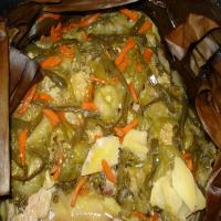 Slow Cooked Chicken With Tomatillos, Potatoes, Jalapenos and Fre image