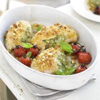 Creamy pesto chicken with roasted tomatoes image