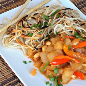 Crispy Chinese Noodles with Eggplant and Peanuts image