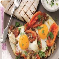 Moroccan spiced eggs and tomatoes with yoghurt recipe_image