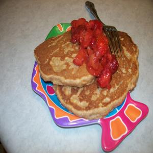 Whole Wheat Pancakes With Strawberry Rhubarb Compote image
