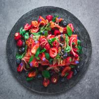 Watermelon-Berry Salad With Chile Dressing and Lots of Herbs image