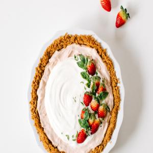 Roasted Strawberry & Basil Cream Pie from Kale & Caramel_image