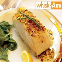 Pistachio Crusted Sea Bass with Lemon Wine Sauce_image