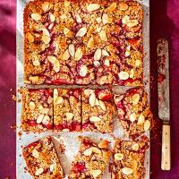 Plum, raspberry jam & cardamom crumble squares image