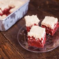 The Realtor's Red Velvet Brownies With White Chocolate Icing image