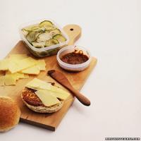 Cheddar Sandwiches with Quick Pickles and Honey-Mustard Spread image