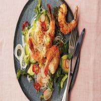 Broiled Coconut-and-Lime-Crusted Shrimp With Rice-Noodle Salad image