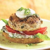 Open-Face Chicken Burgers with Basil Mayonnaise image