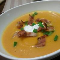 Roasted Butternut Squash Soup with Apples and Bacon image