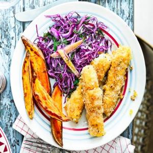 Crispy cod fingers with wedges & dill slaw_image