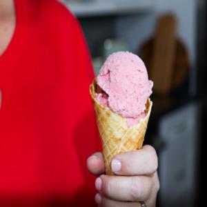 Strawberry Buttermilk Ice Cream and Waffle Cones image