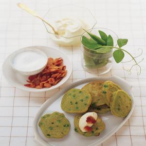 Pea Pancakes with Sour Cream and Bacon image