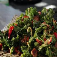 Braised Kale with Red Bell Pepper and Bacon image